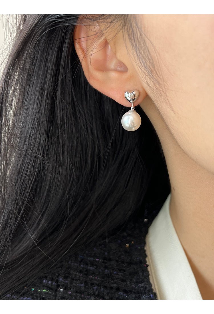 Heart Shaped Pearl Earrings - earring - ORIENTGEM