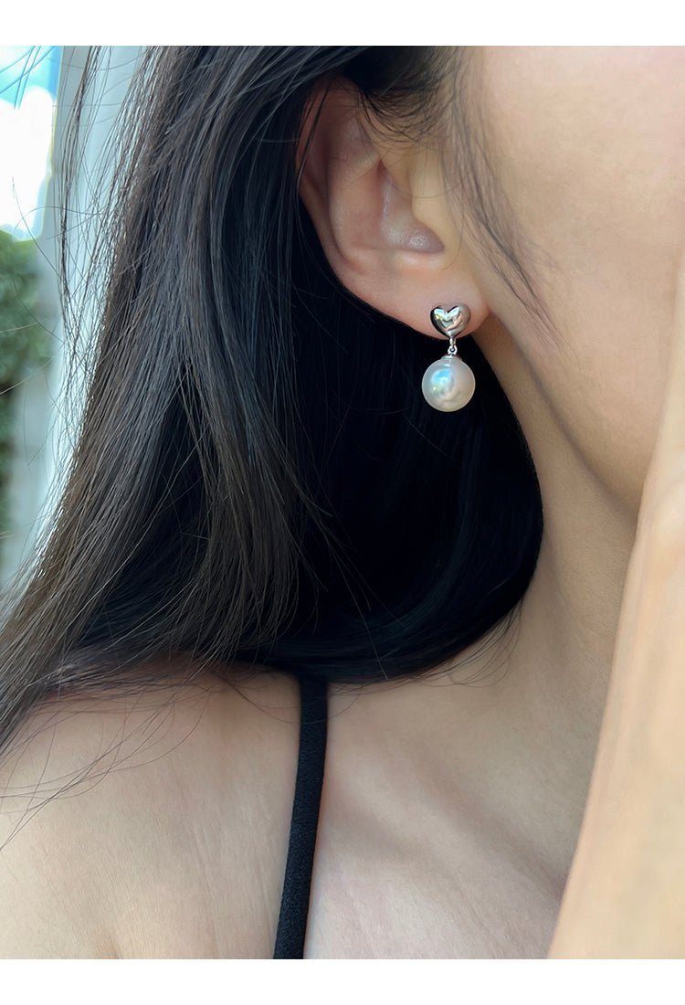 Heart Shaped Pearl Earrings - earring - ORIENTGEM
