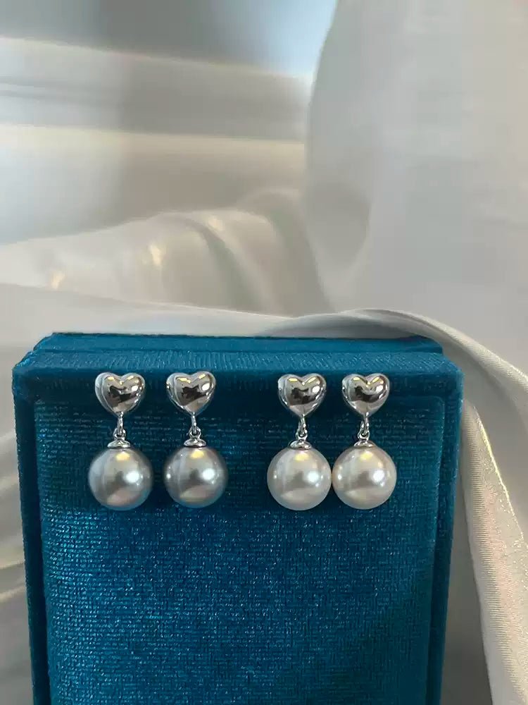 Heart Shaped Pearl Earrings - earring - ORIENTGEM