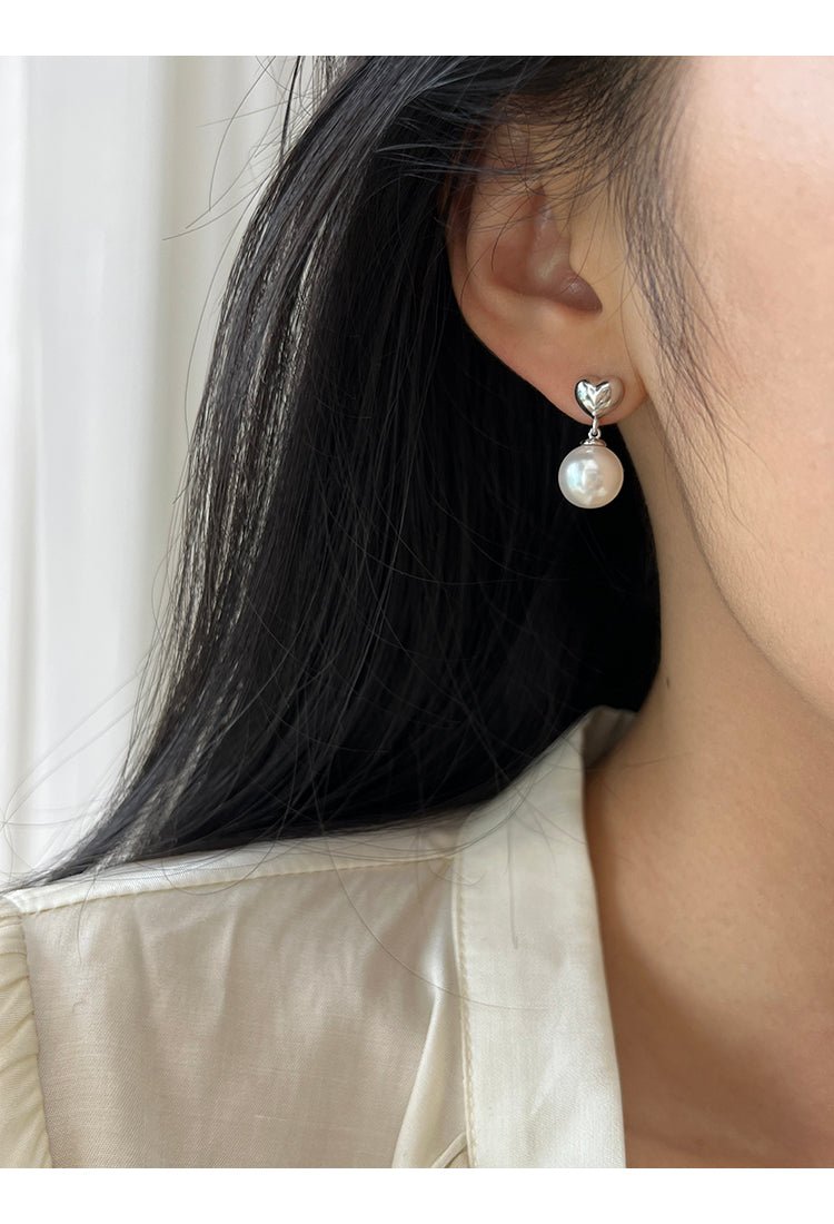 Heart Shaped Pearl Earrings - earring - ORIENTGEM