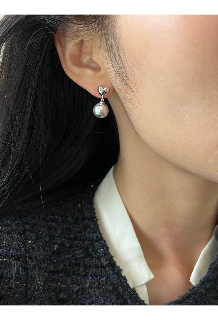 Heart Shaped Pearl Earrings - earring - ORIENTGEM