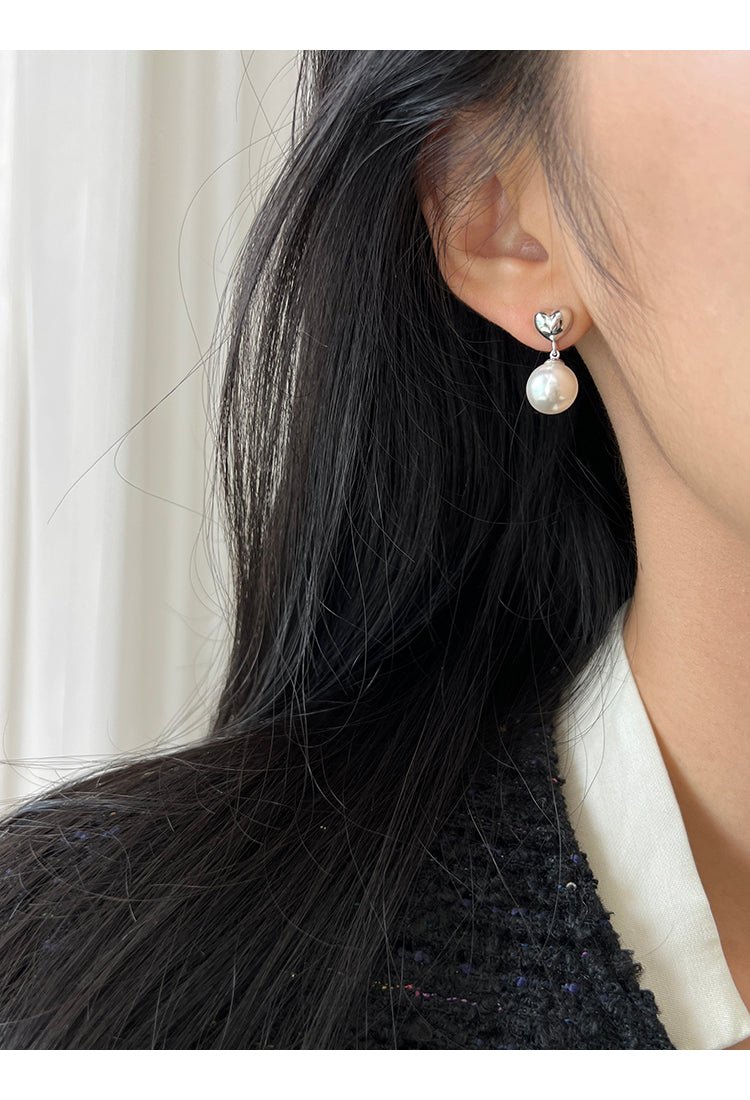Heart Shaped Pearl Earrings - earring - ORIENTGEM