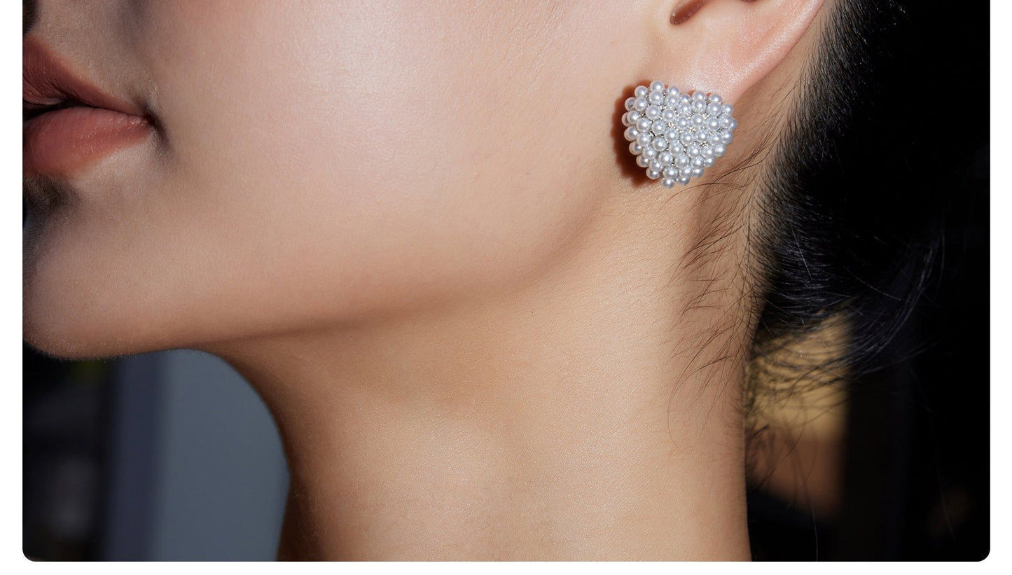 Heart Shaped Pearl Earrings - earring - ORIENTGEM