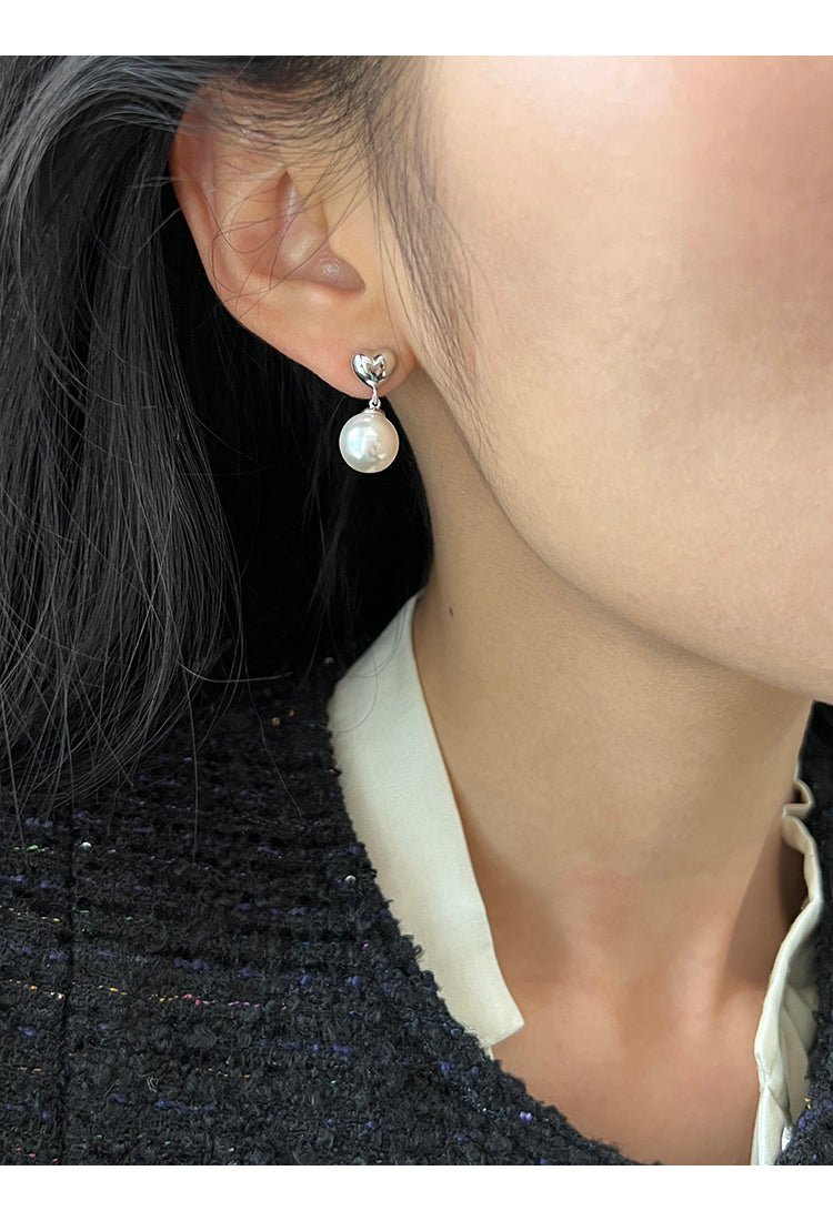Heart Shaped Pearl Earrings - earring - ORIENTGEM