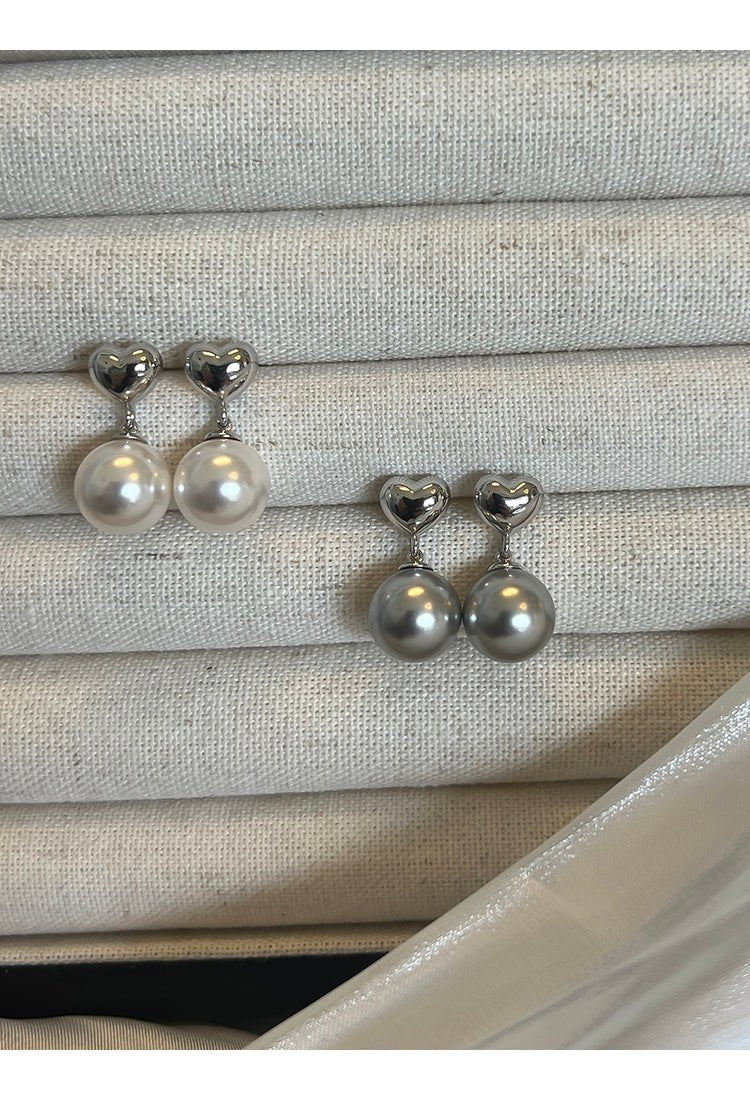 Heart Shaped Pearl Earrings - earring - ORIENTGEM