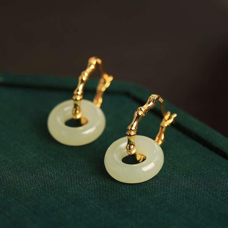 Hollow Circuit Jade Earrings | Jade Jewelry - Silver earring - Sterling Silver Earrings - Silver Jewelry -ORIENTGEM