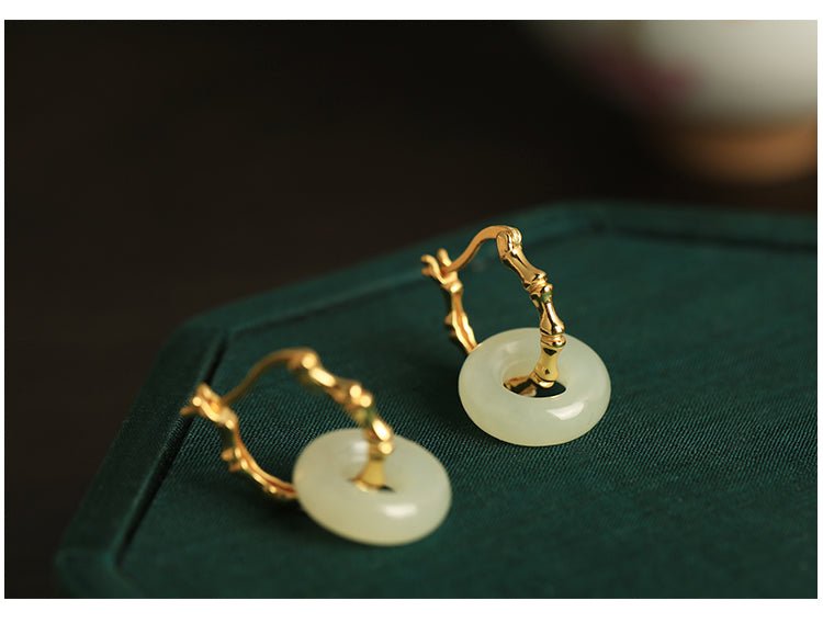 Hollow Circuit Jade Earrings | Jade Jewelry - Silver earring - Sterling Silver Earrings - Silver Jewelry -ORIENTGEM