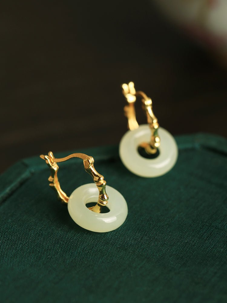 Hollow Circuit Jade Earrings | Jade Jewelry - Silver earring - Sterling Silver Earrings - Silver Jewelry -ORIENTGEM