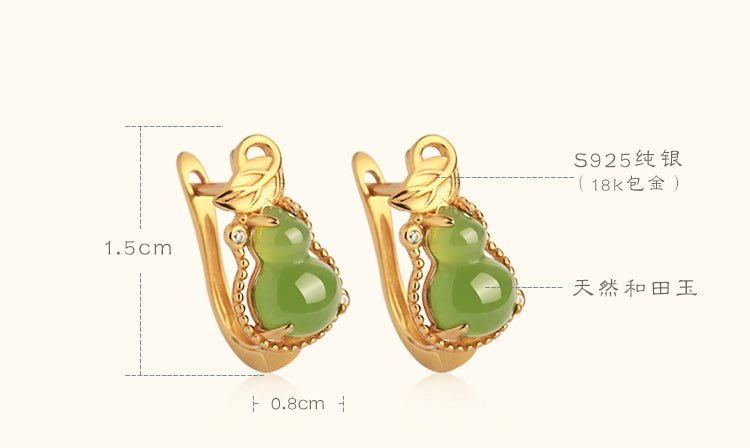 Jade Gourd Earrings |Chinese custom Jade Jewelry - earring - ORIENTGEM
