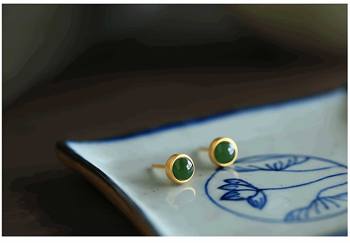 Jade Stud Earrings | Jade Jewelry - Silver earrings -Silver jewelry -Sterling silver jewelry - ORIENTGEM
