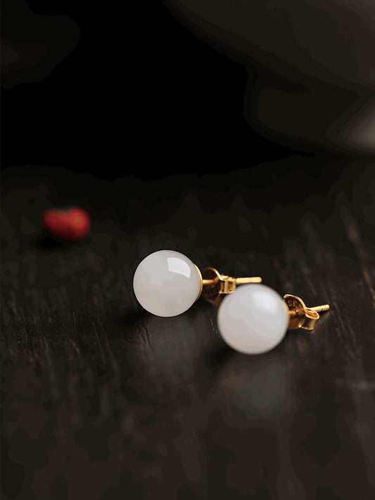 Jade Stud Earrings -Jade Jewelry - Silver Necklace -Silver Jewelry- Sterling SIlver Jewelry-ORIENTGEM