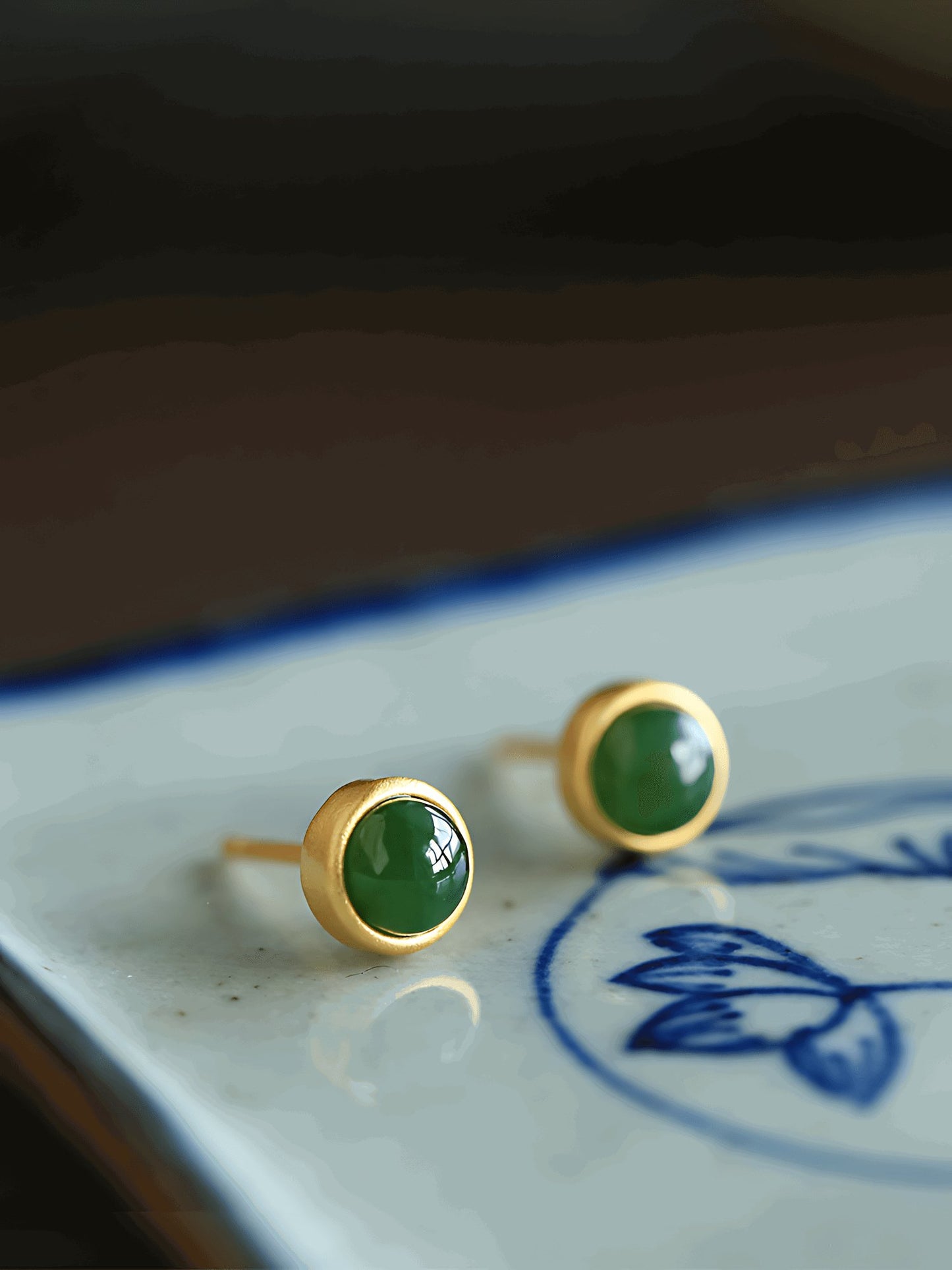 Jade Stud Earrings | Jade Jewelry - Silver earrings -Silver jewelry -Sterling silver jewelry - ORIENTGEM