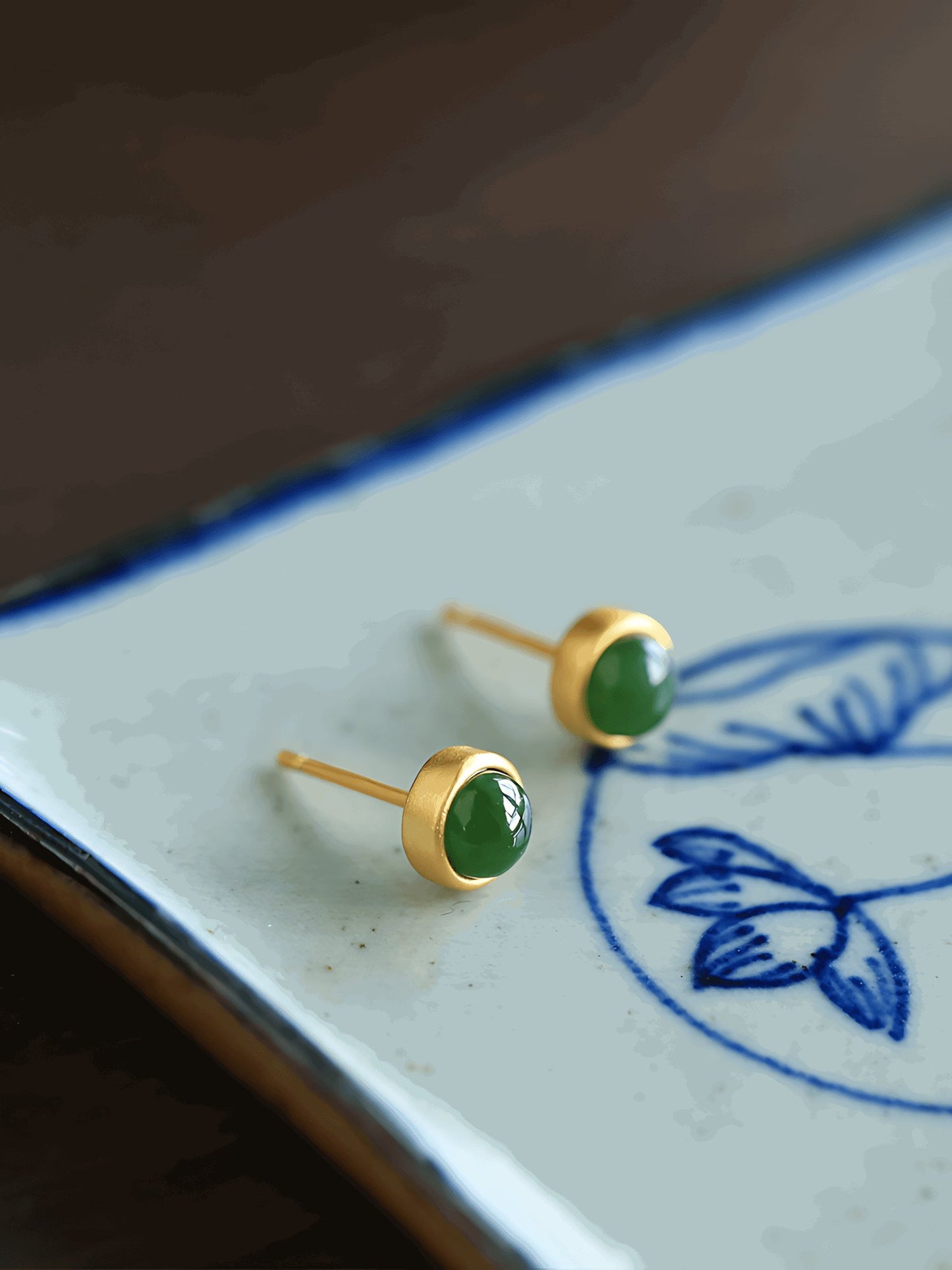 Jade Stud Earrings | Jade Jewelry - Silver earrings -Silver jewelry -Sterling silver jewelry - ORIENTGEM