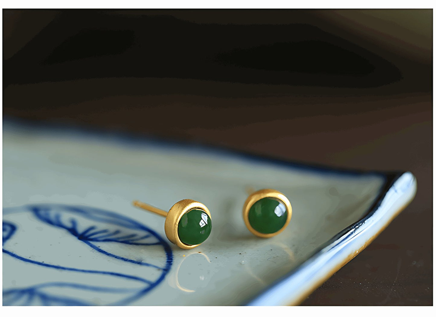 Jade Stud Earrings | Jade Jewelry - Silver earrings -Silver jewelry -Sterling silver jewelry - ORIENTGEM