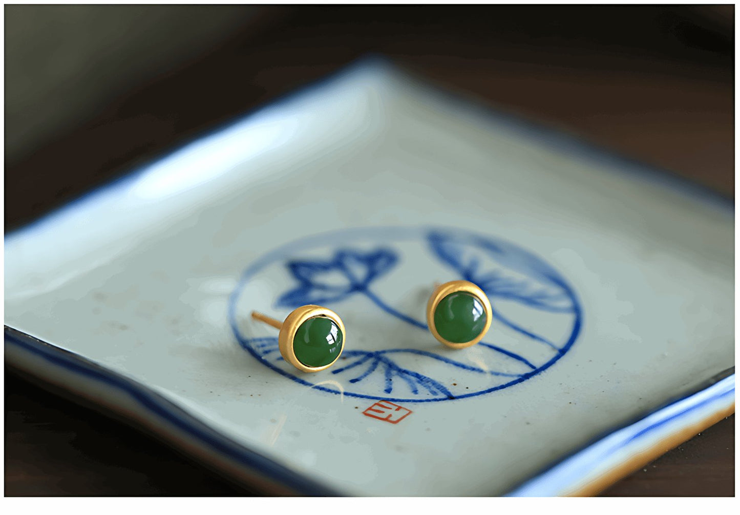 Jade Stud Earrings | Jade Jewelry - Silver earrings -Silver jewelry -Sterling silver jewelry - ORIENTGEM