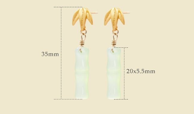 Little Bamboo Jade Earrings | Jade Jewelry - Silver earring -Silver Jewelry -Sterling Silver Earrings- ORIENTGEM