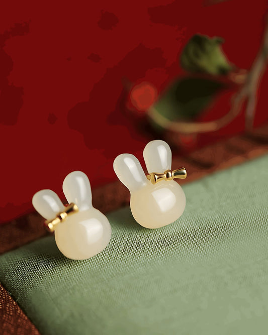 Little Bunny Jade Earrings | Jade, jade handmade earrings, detail view