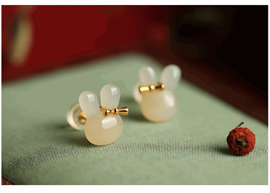 Little Bunny Jade Earrings  | Jade Jewelry - Silver earrings -Silver jewelry -Sterling silver jewelry - ORIENTGEM