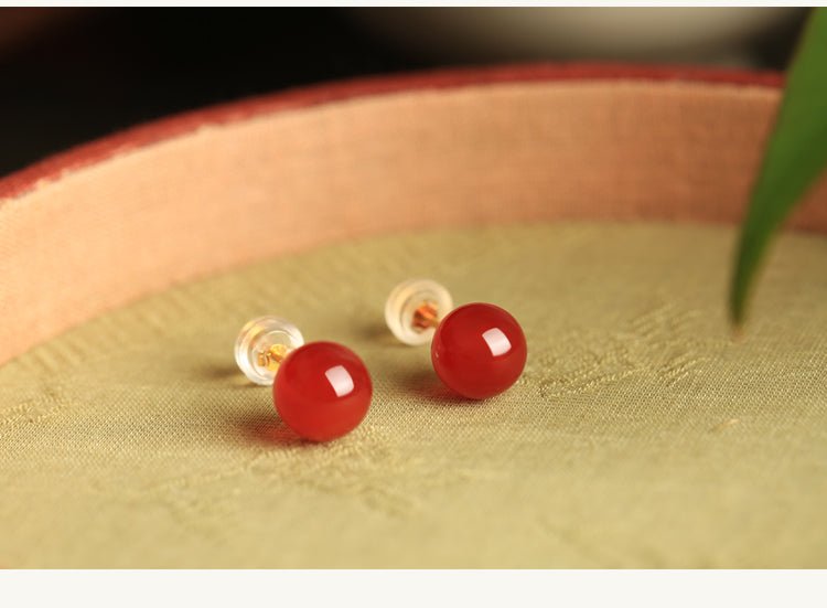 Little Red Agate Jade Earrings - Jade Jewelry- Silver earring - Sterling Silver Earrings - Silver Jewelry -ORIENTGEM
