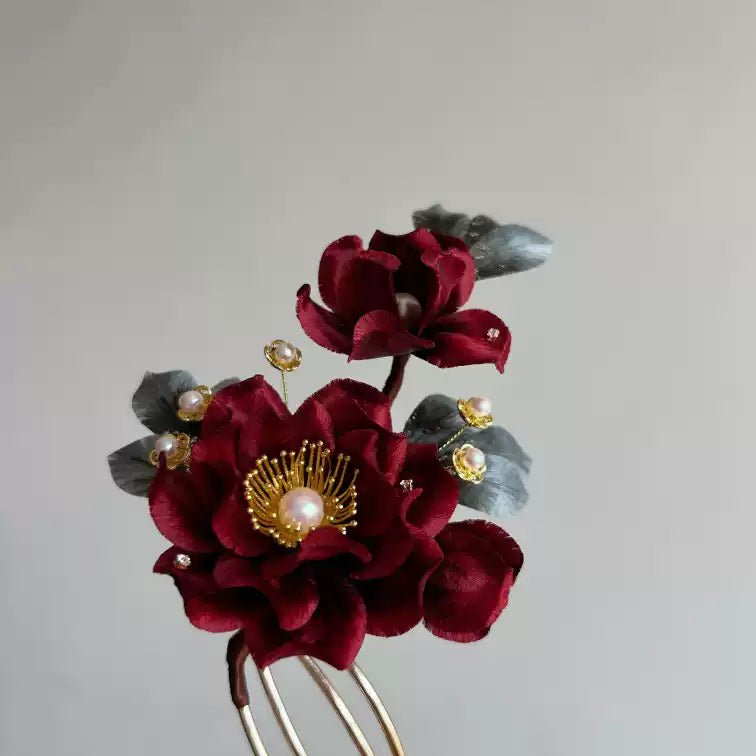 Lolita Ronghua Flower Hairpin - Velvet Flower - ORIENTGEM