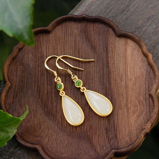Miss The Rain Jade Earrings | Jade Jewelry - Silver earring -Silver Jewelry -Sterling Silver Earrings- ORIENTGEM