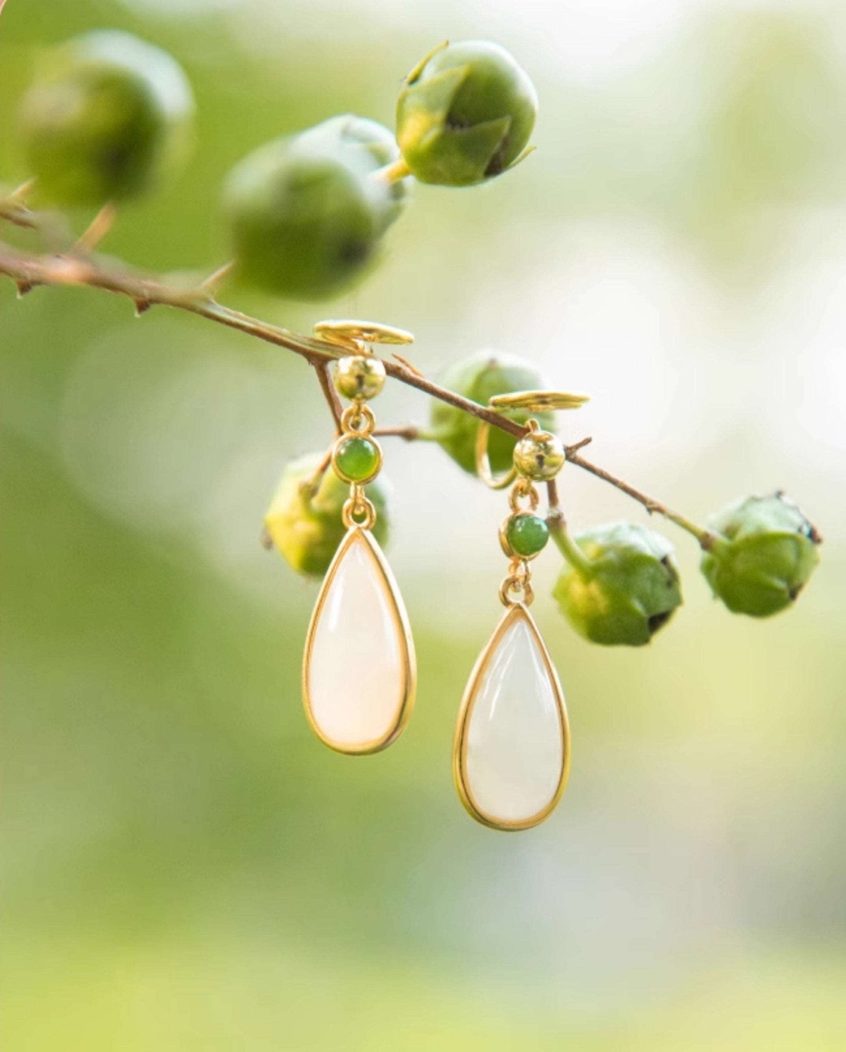 Miss The Rain Jade Earrings | Jade Jewelry - Silver earring -Silver Jewelry -Sterling Silver Earrings- ORIENTGEM