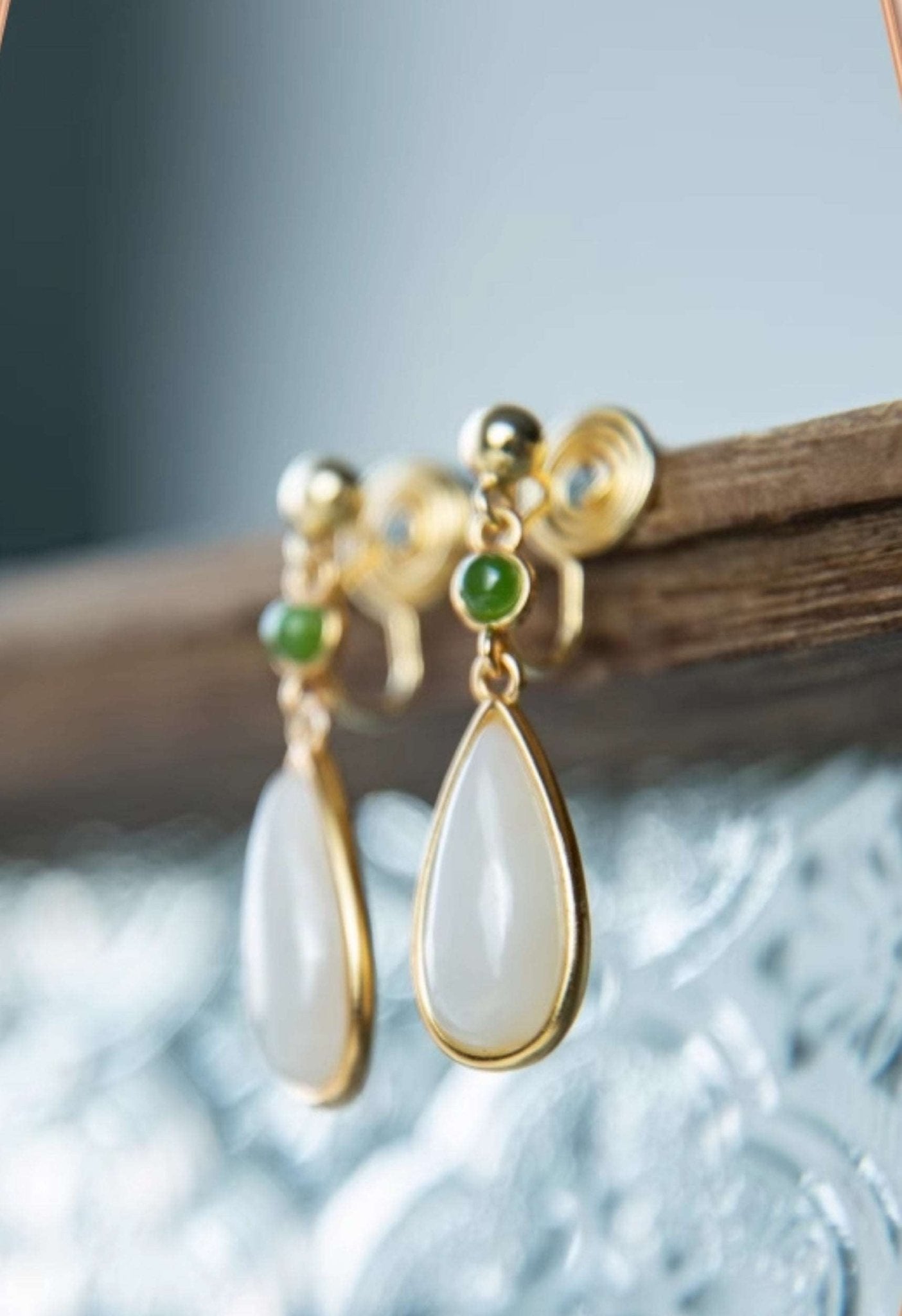 Miss The Rain Jade Earrings | Jade Jewelry - Silver earring -Silver Jewelry -Sterling Silver Earrings- ORIENTGEM