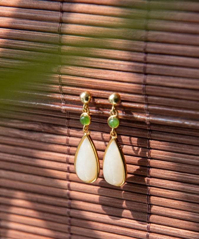 Miss The Rain Jade Earrings | Jade Jewelry - Silver earring -Silver Jewelry -Sterling Silver Earrings- ORIENTGEM