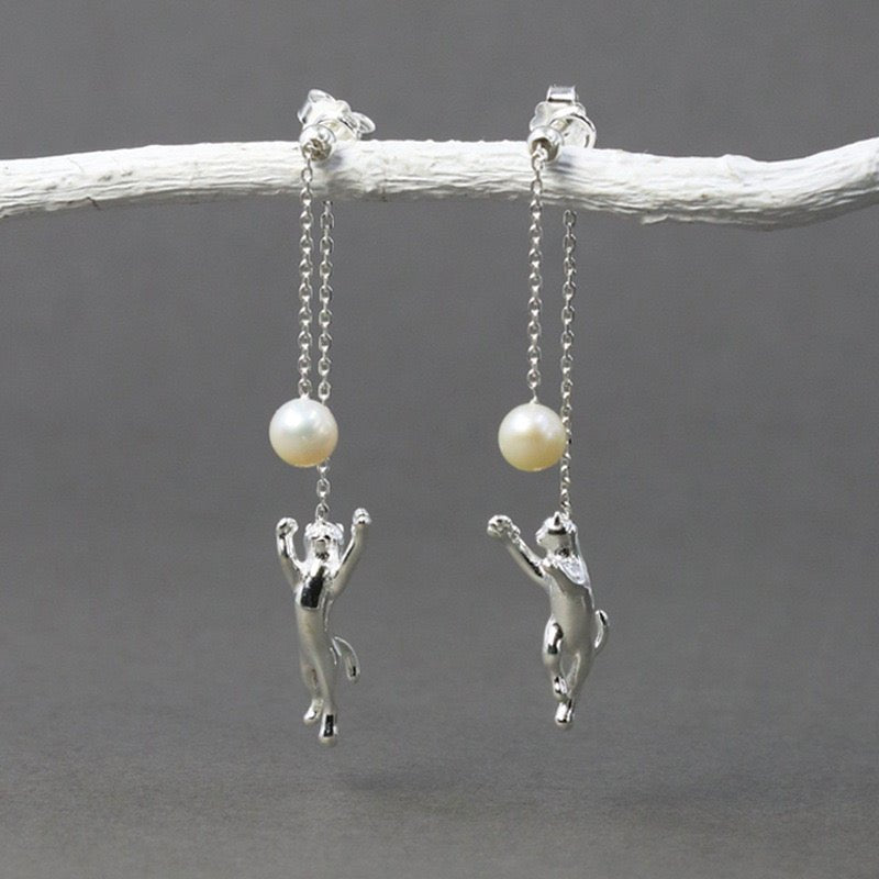 Moon Cats Earrings - earring - ORIENTGEM