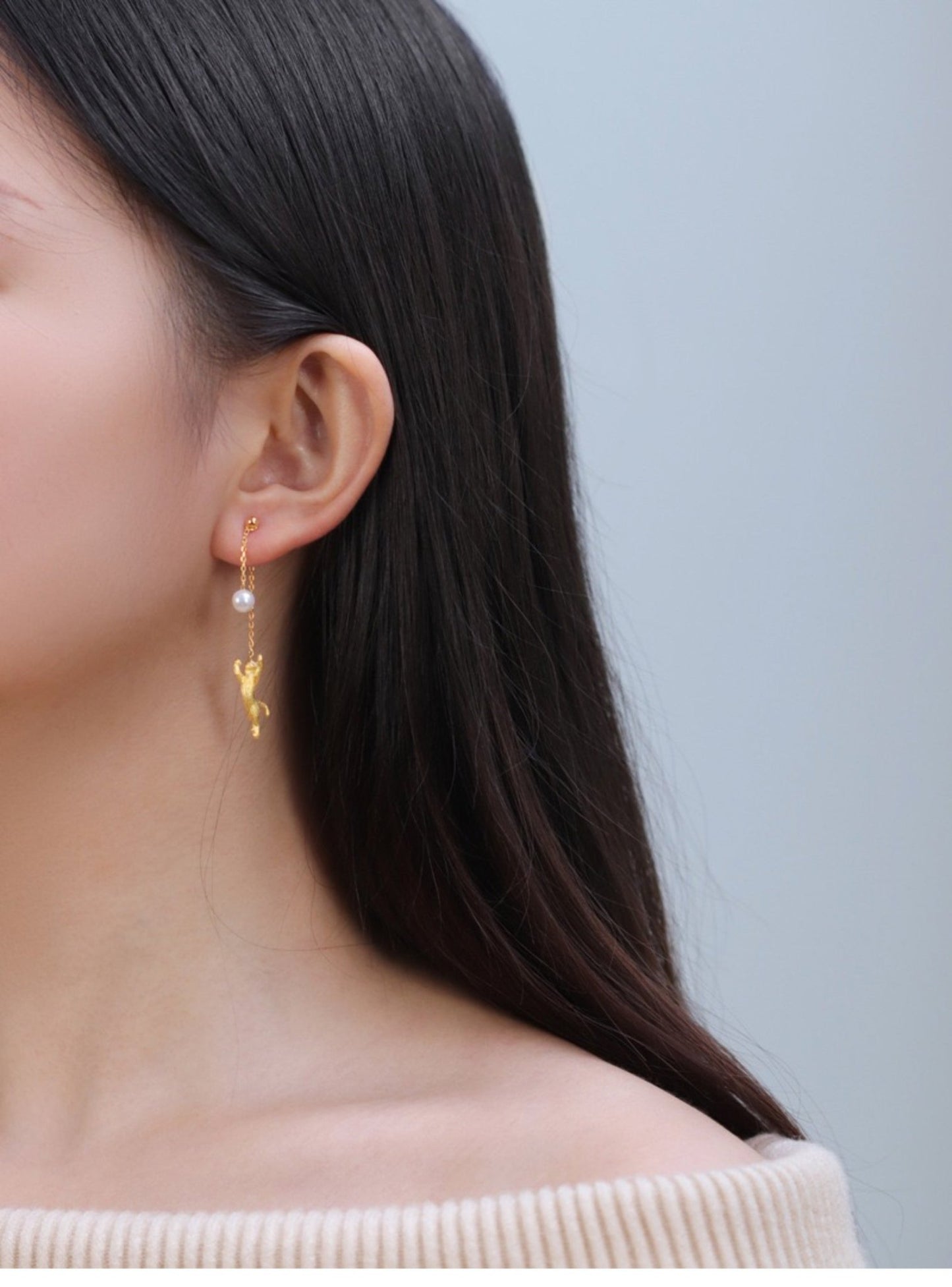 Moon Cats Earrings - earring - ORIENTGEM