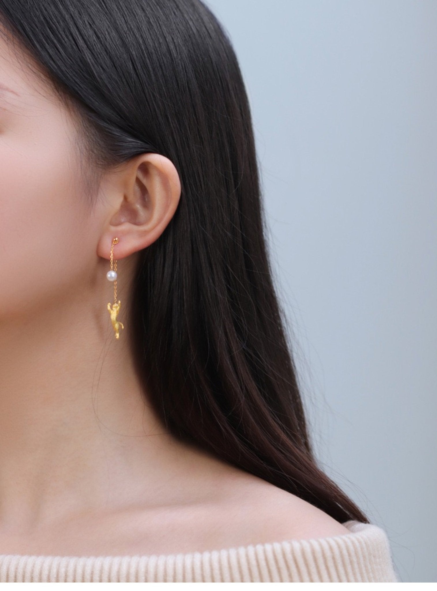Moon Cats Earrings - earring - ORIENTGEM