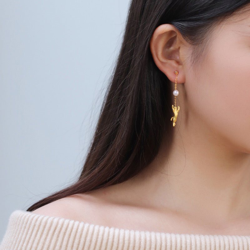Moon Cats Earrings - earring - ORIENTGEM