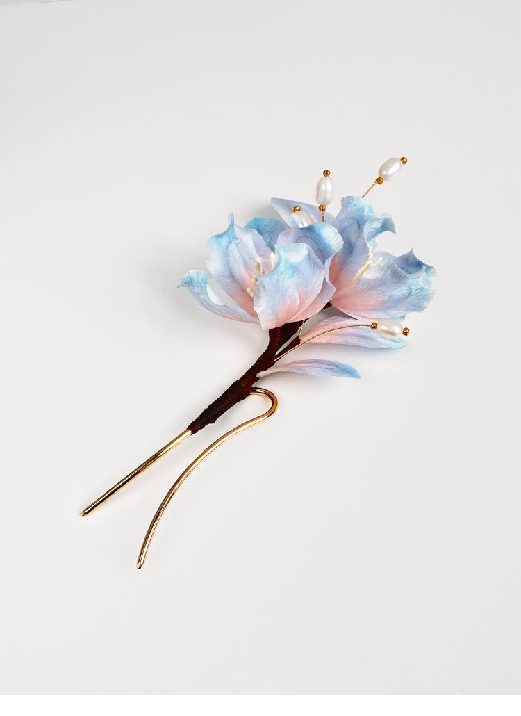 Moonlit Visage Velvet Flower Hairpin - Hairpin - ORIENTGEM