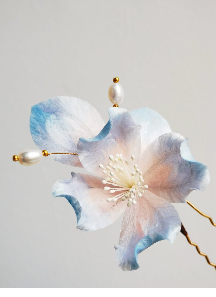 Moonlit Visage Velvet Flower Hairpin - Hairpin - ORIENTGEM