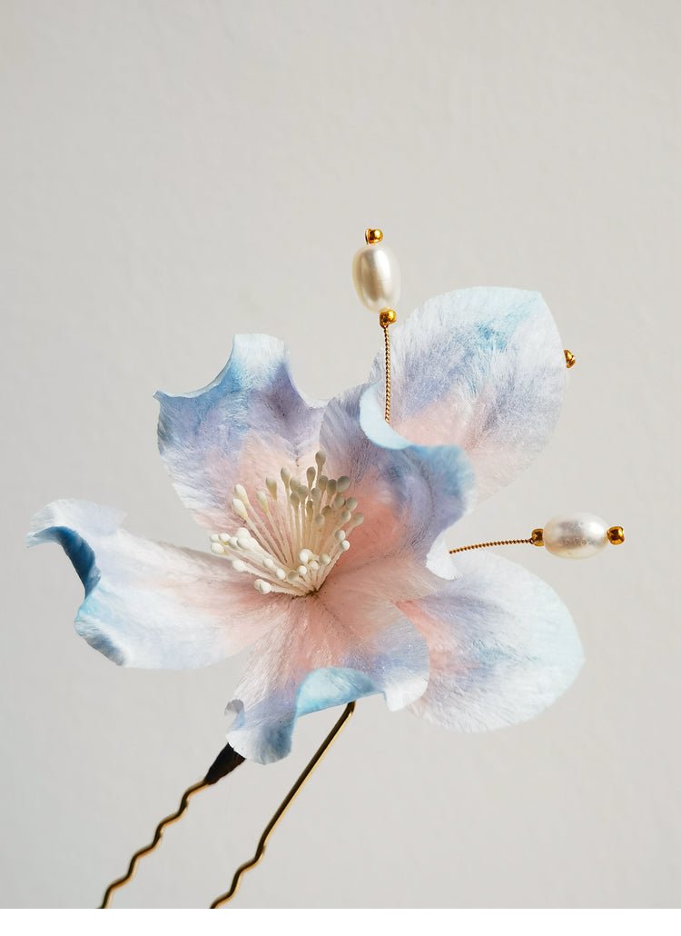 Moonlit Visage Velvet Flower Hairpin - Hairpin - ORIENTGEM