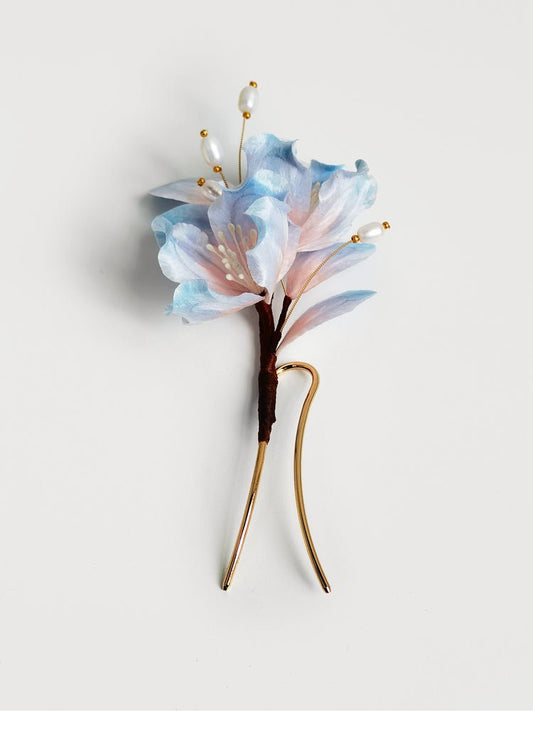 Moonlit Visage Velvet Flower Hairpin - Hairpin - ORIENTGEM