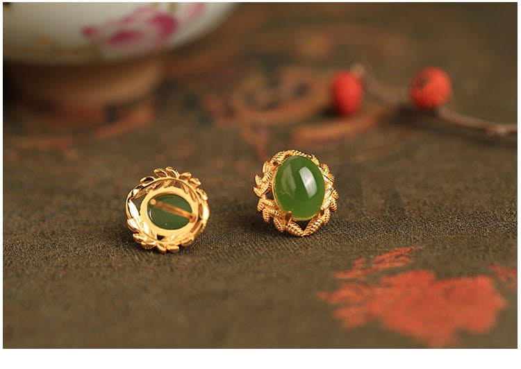 Olive Branch Jade Earrings | Jade Jewelry -Silver earring -Sterling Silver Earrings -Silver Jewelry - ORIENTGEM