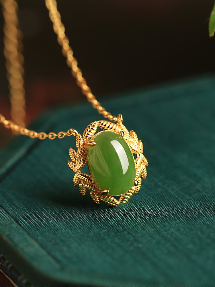 Olive Branch Jade Necklace|Stylish Jade Jewelry - necklace - ORIENTGEM