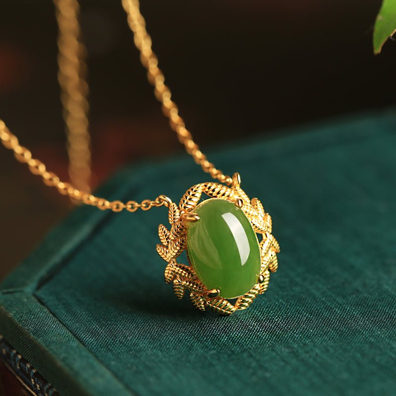 Olive Branch Jade Necklace|Stylish Jade Jewelry - necklace - ORIENTGEM