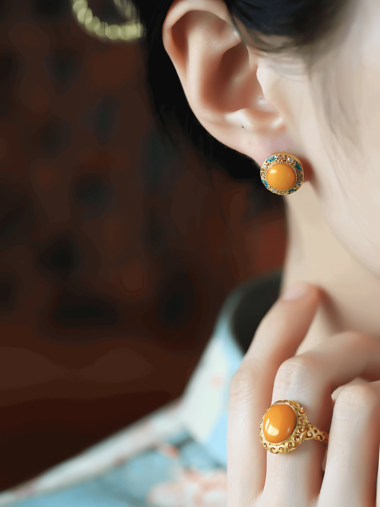 Peace Buckle Beeswax Jade Earrings- Jade Jewelry-Silver Jewelry -Silver Earrings - Sterling Silver jewelry - ORIENTGEM