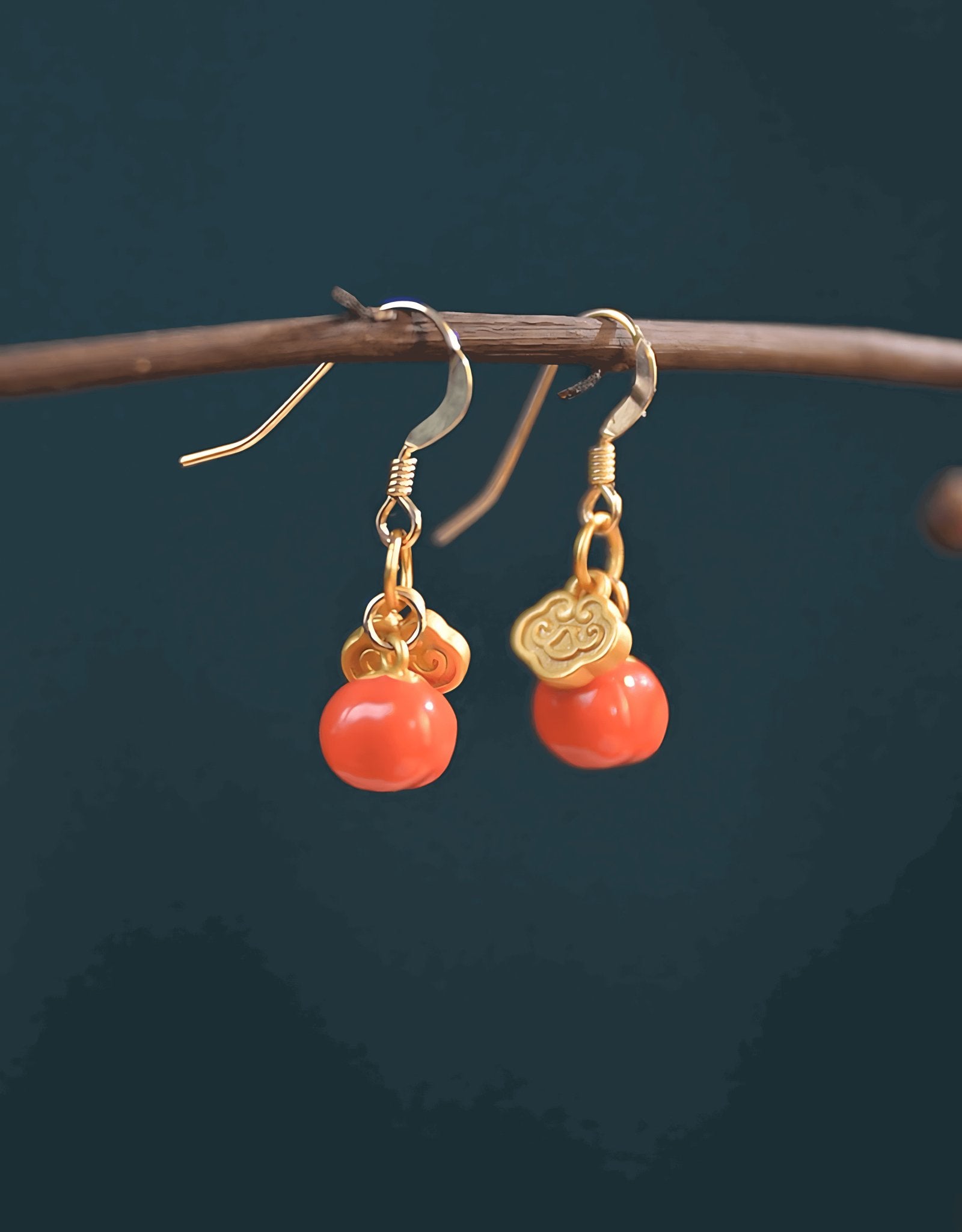 Persimmon Gemstone Earrings - Jade Earrings - Jade Jewelry - ORIENTGEM