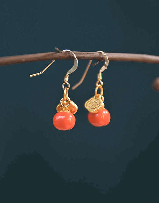 Persimmon Gemstone Earrings - Jade Earrings - Jade Jewelry - ORIENTGEM