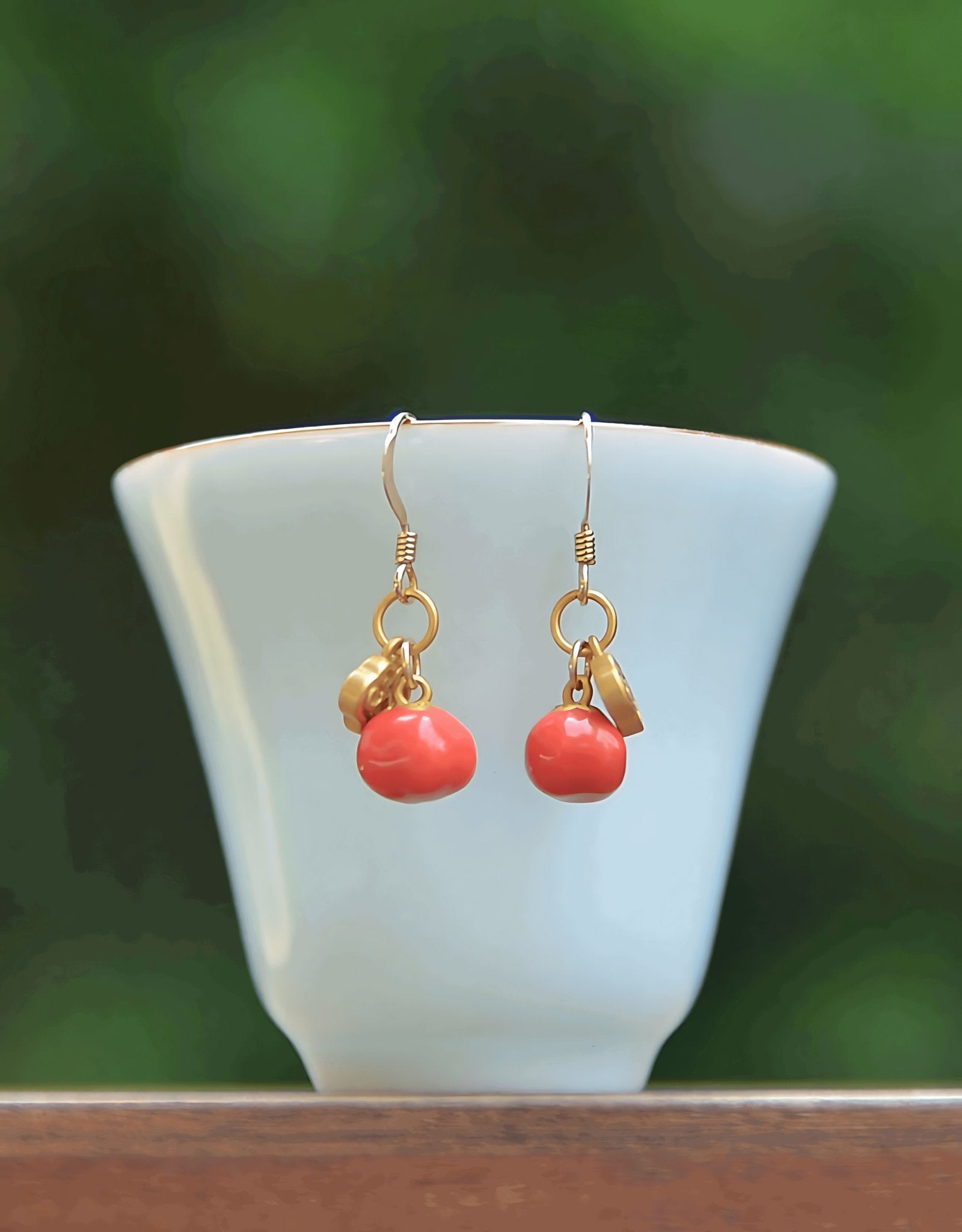 Persimmon Gemstone Earrings - Jade Earrings - Jade Jewelry - ORIENTGEM