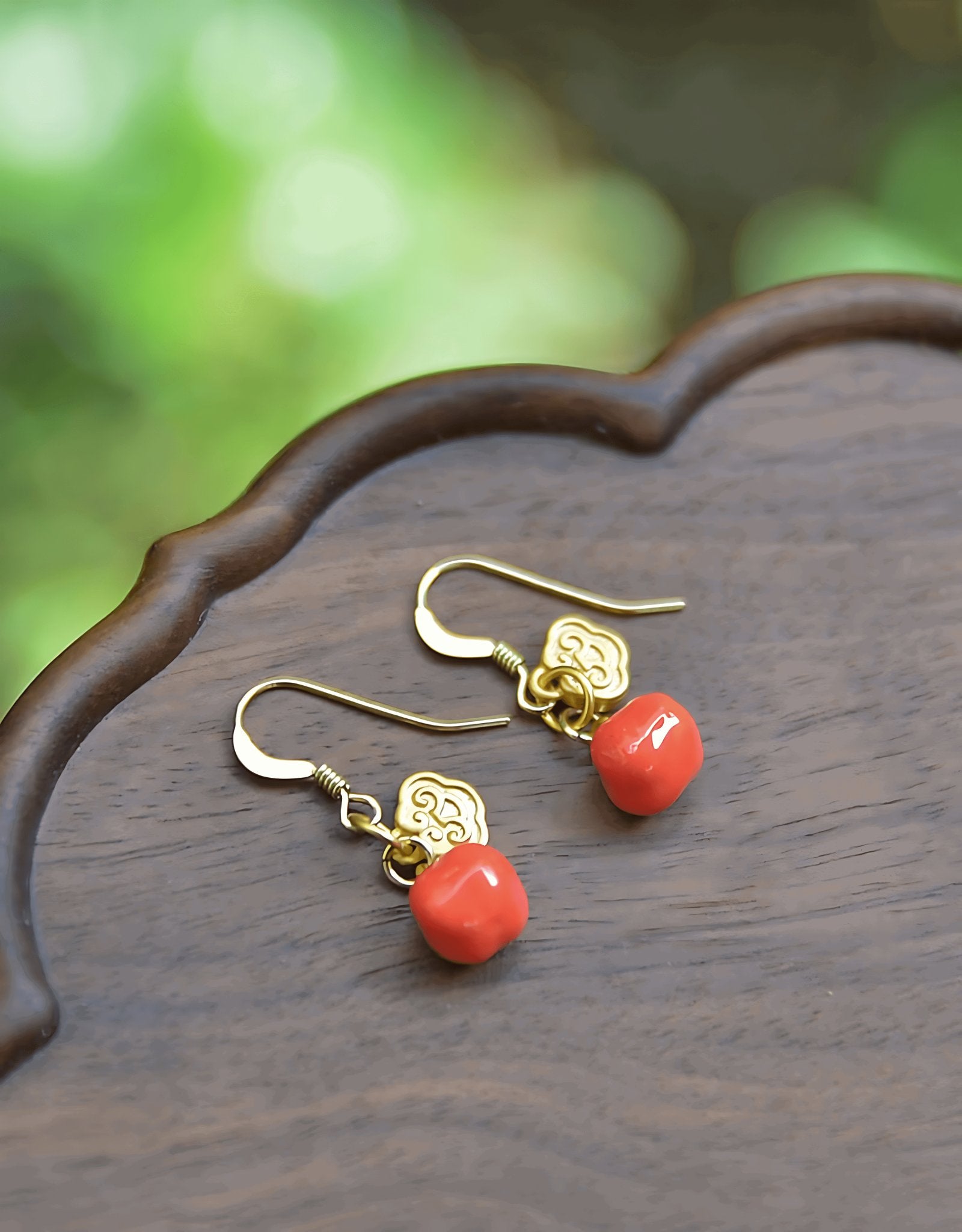 Persimmon Gemstone Earrings - Jade Earrings - Jade Jewelry - ORIENTGEM