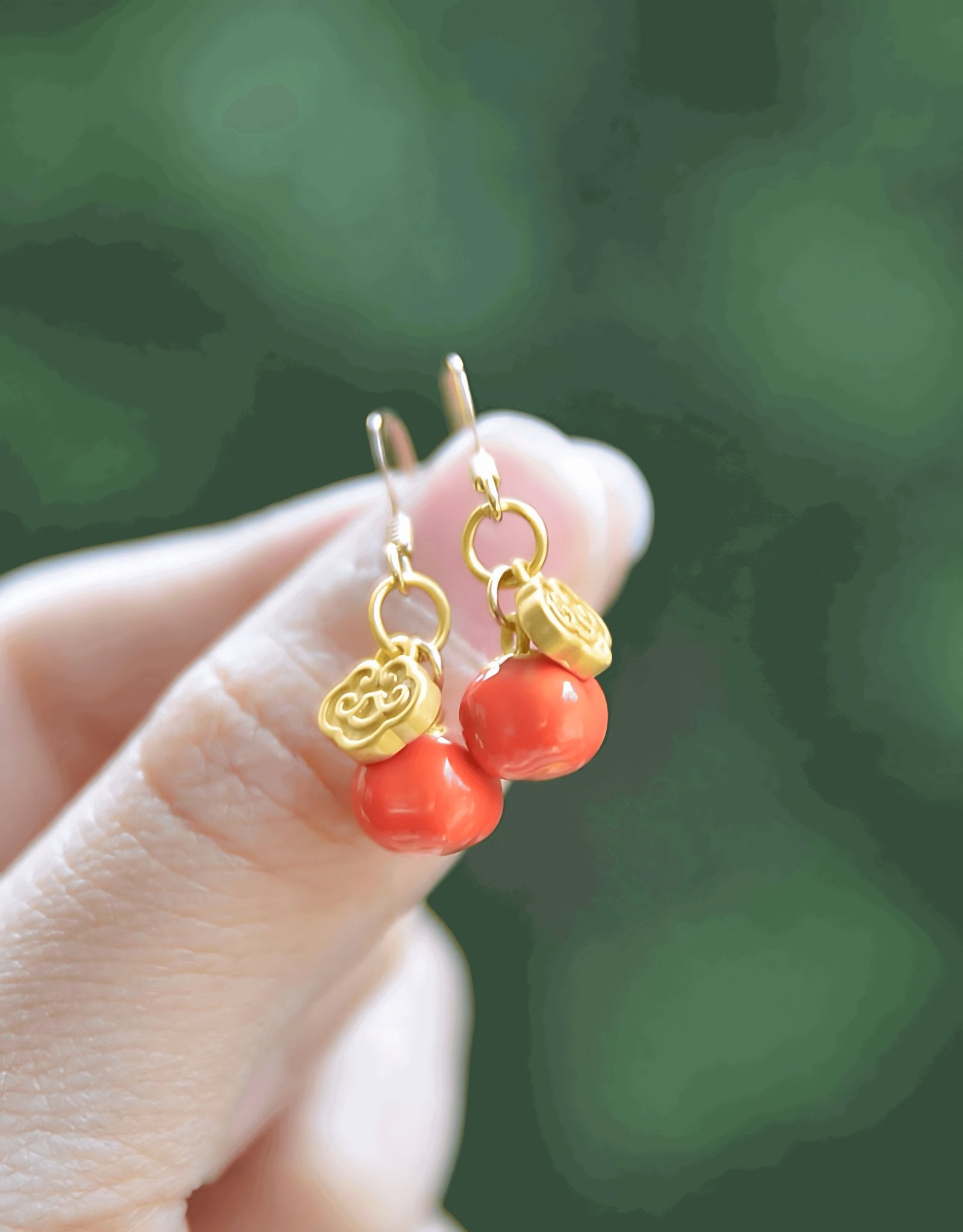 Persimmon Gemstone Earrings - Jade Earrings - Jade Jewelry - ORIENTGEM