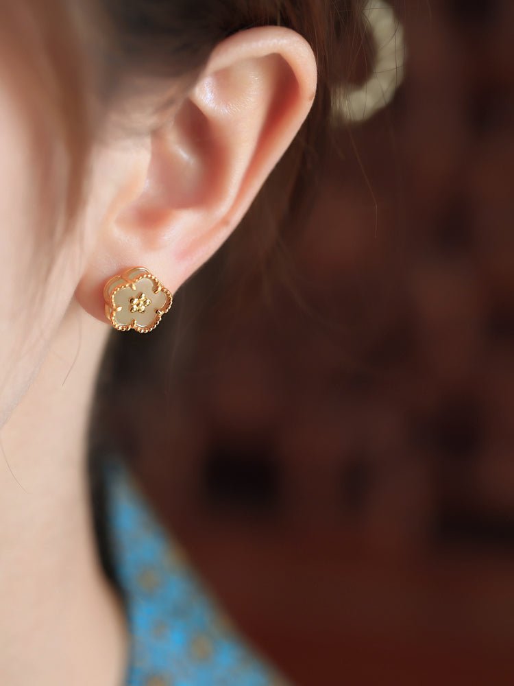 Plum Blossom Jade Earrings|Jade Jewelry - earring - ORIENTGEM