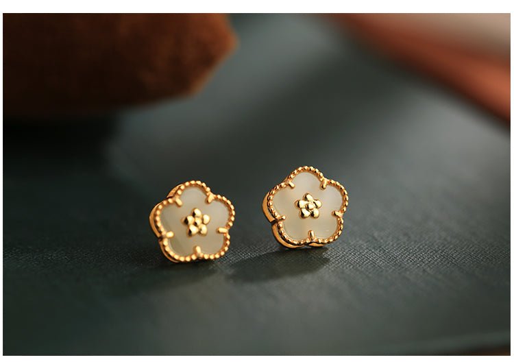 Plum Blossom Jade Earrings|Jade Jewelry - earring - ORIENTGEM
