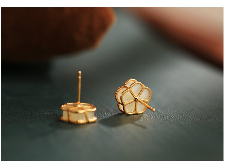 Plum Blossom Jade Earrings|Jade Jewelry - earring - ORIENTGEM