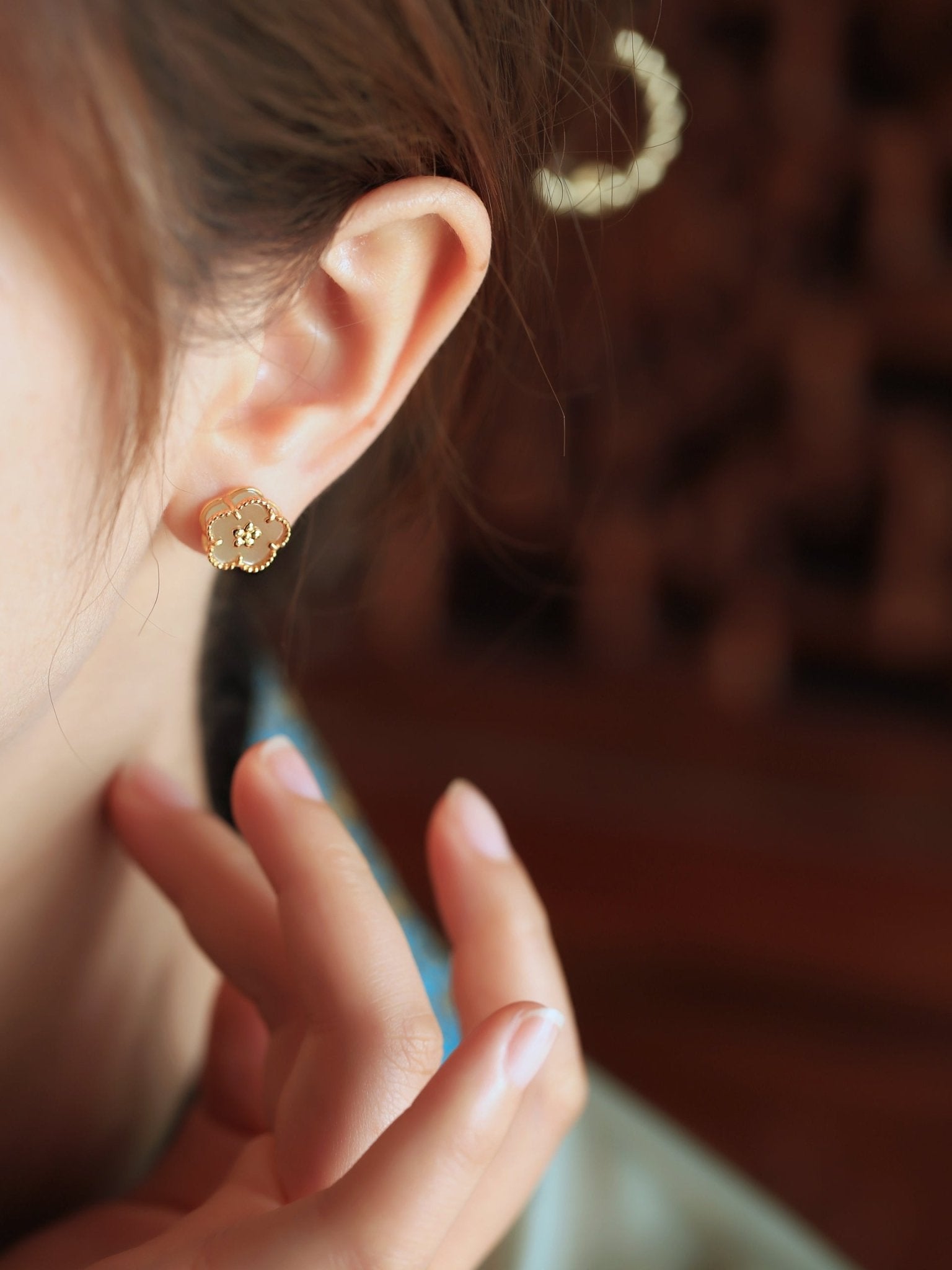 Plum Blossom Jade Earrings|Jade Jewelry - earring - ORIENTGEM