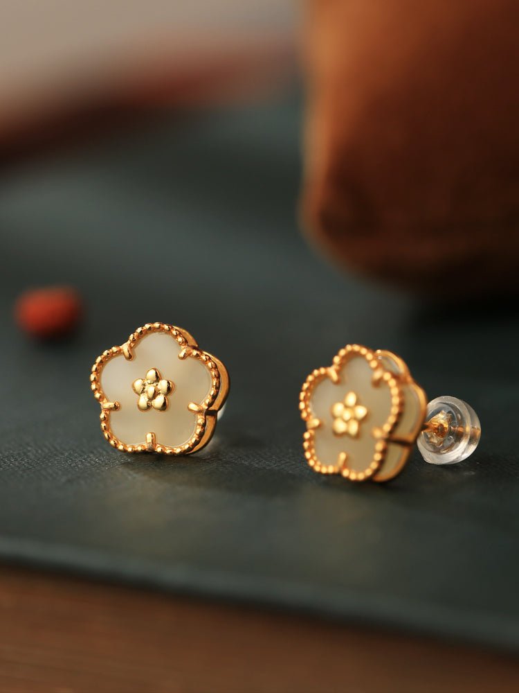 Plum Blossom Jade Earrings|Jade Jewelry - earring - ORIENTGEM